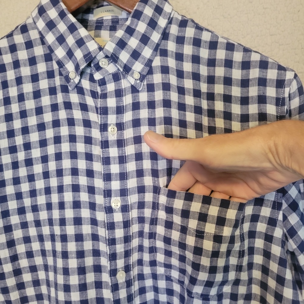 J. Crew Blue and White Casual Button Down Shirt